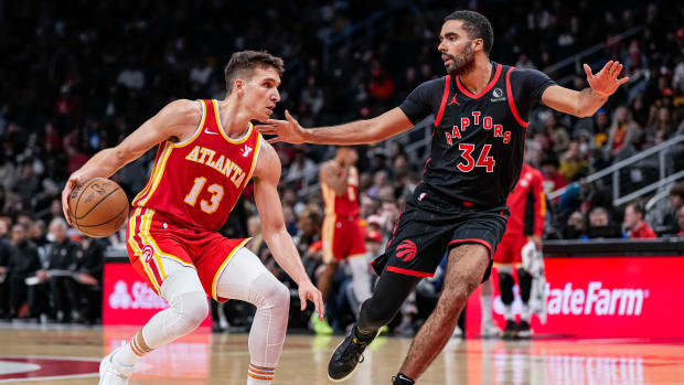 Hawks guard Bogdan Bogdanovic vs the Raptors